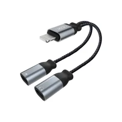 Adattatore Audio Lightning - 2 x Lightning XO Design NB-R160A, Grigio