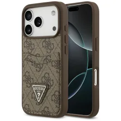 Custodia per Apple iPhone 17 Pro, Guess, 4G Double Card Triangle, Marrone