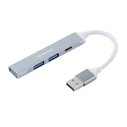 Hub USB Techsuit H19 PolarisBridge, 4in1, Grigio Bianco