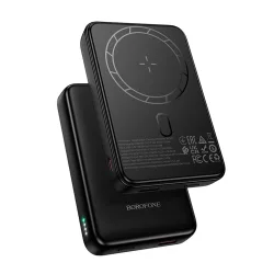 Batteria Esterna Wireless Borofone BJ82A Dawn, 10000mAh, 22.5W, QC + PD + FQI, 1 x QI - 1 x USB-A - 1 x USB-C, Nera