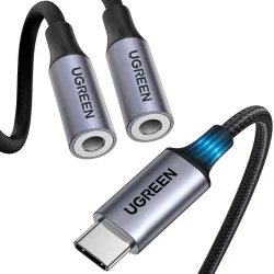 Adattatore Audio Splitter USB-C - 2 x 3.5mm UGREEN AV144 2in1, 0.20m, Grigio