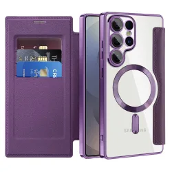 Custodia MagSafe per Samsung Galaxy S25 Ultra S938, Techsuit, SmartMag Book, Viola