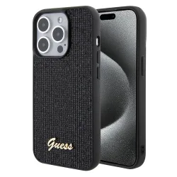 Custodia per Apple iPhone 15 Pro, Guess, PU Square Mirror Script Logo, Nera