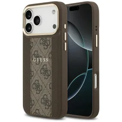 Custodia MagSafe per Apple iPhone 17 Pro Max, Guess, 4G Stripe, Marrone