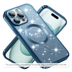 Custodia MagSafe per Apple iPhone 17 Air, Techsuit, Luxury Glitter, Blu