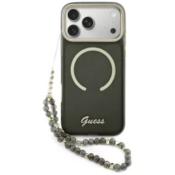 Custodia MagSafe per Apple iPhone 17 Pro Max, Guess, IML Glitter Script Strap, Nera