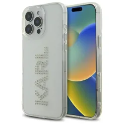Custodia per Apple iPhone 16 Pro Max, Karl Lagerfeld, IML Rhinestones Transparent Logo, Trasparente