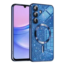 Custodia MagSafe per Samsung Galaxy A15 5G A156 / A15 A155, Techsuit, Luxury Glitter, Blu Scuro