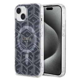 Custodia MagSafe per Apple iPhone 15, Guess, IML Gcube, Nera