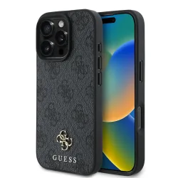 Custodia MagSafe per Apple iPhone 16 Pro, Guess, 4G Classic, Nera