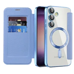 Custodia MagSafe per Samsung Galaxy S23+ S916, Techsuit, SmartMag Book, Blu