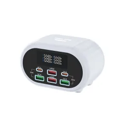 Caricabatterie Stazione Relife RL-309U, 72W, 5A, 2 x USB-C - 4 x USB-A, Argento