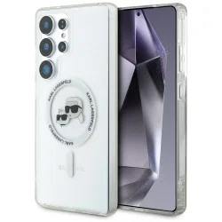 Custodia MagSafe per Samsung Galaxy S25 Ultra S938, Karl Lagerfeld, IML Metal Karl & Choupette's Heads, Bianca.