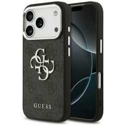 Custodia per Apple iPhone 17 Pro Max, Guess, Big 4G Logo Classic, Nera Argentata