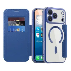 Custodia MagSafe per Apple iPhone 17 Pro, Techsuit, SmartMag Book, Blu