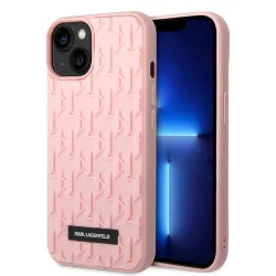 Custodia per Apple iPhone 14 Plus, Karl Lagerfeld, Monogramma 3D, Rosa