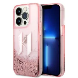 Custodia per Apple iPhone 14 Pro, Karl Lagerfeld, Glitter Liquid Big KL, Rosa