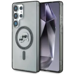 Custodia MagSafe per Samsung Galaxy S25 Ultra S938, Karl Lagerfeld, IML Metal Karl & Choupette's Heads, Nera
