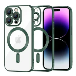Custodia MagSafe per Apple iPhone 14 Pro Max, Techsuit, Luxury Crystal, Verde Scuro
