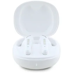 Auricolare Bluetooth Guess Flat Classic Logo Electroplated, TWS, Bianco