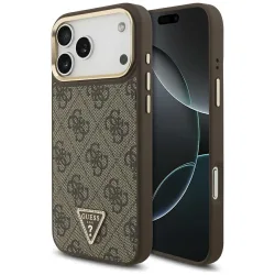 Custodia MagSafe per Apple iPhone 17 Pro, Guess, Logo Triangolo 4G, Marrone Dorato
