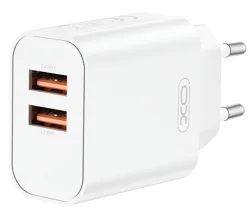Caricabatterie Rete XO Design CE34, 12W, 2.4A, 2 x USB-A, Bianco