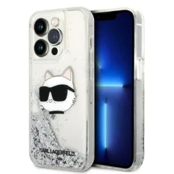Custodia per Apple iPhone 14 Pro Max, Karl Lagerfeld, Glitter Choupette's Head, Argento