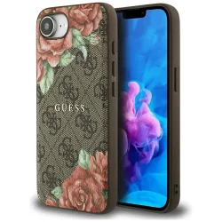 Custodia MagSafe per Apple iPhone 17e / 16e, Guess, Stampa Fiori 4G, Marrone