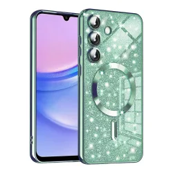 Custodia MagSafe per Samsung Galaxy A15 5G A156 / A15 A155, Techsuit, Luxury Glitter, Verde Chiaro