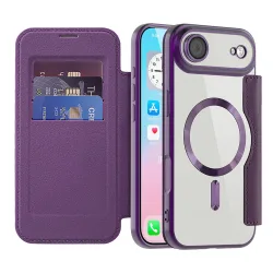 Custodia MagSafe per Apple iPhone 17 Air, Techsuit, SmartMag Book, Viola