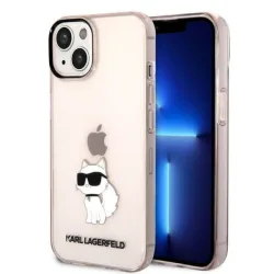 Custodia per Apple iPhone 14 Plus, Karl Lagerfeld, Ikonik Choupette, Rosa