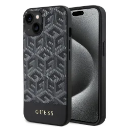 Custodia MagSafe per Apple iPhone 15, Guess, GCube Stripes, Nera