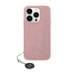 Custodia per Apple iPhone 15 Pro, Karl Lagerfeld, Saffiano Rhinestones & Charm, Rosa