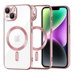 Custodia MagSafe per Apple iPhone 14, Techsuit, Luxury Crystal, Rosa