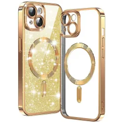 Custodia MagSafe per Apple iPhone 14 Plus, Techsuit, Luxury Glitter, Dorata