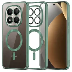 Custodia MagSafe per Xiaomi Poco M8 Pro / Redmi Note 15 Pro+ 5G, Techsuit, Luxury Crystal, Verde Chiaro
