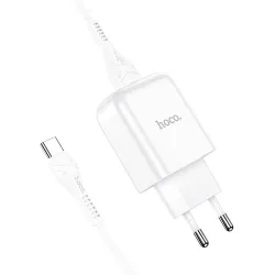 Caricabatterie da Rete con Cavo USB-C HOCO N2, 10W, 2A, 1 x USB-A, Bianco