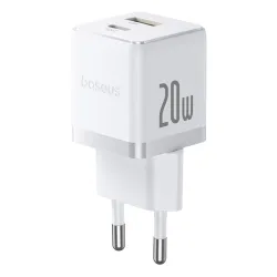 Caricabatterie Rete Baseus Palm, 20W, 3A, 1 x USB-A - 1 x USB-C, Bianco CCZC20UE