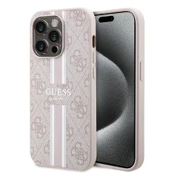 Custodia MagSafe per Apple iPhone 15 Pro, Guess, 4G Printed Stripes, Rosa