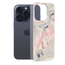 Custodia per Apple iPhone 15 Pro, Techsuit, Marble, Rosa