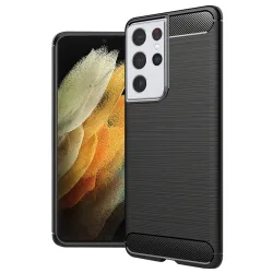 Custodia per Samsung Galaxy S21 Ultra 5G G998, Techsuit, CarbonFiber, Nera