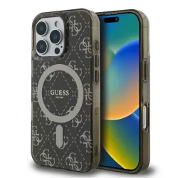 Custodia MagSafe per Apple iPhone 16 Pro, Guess, IML 4G Background, Marrone