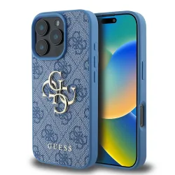 Custodia per Apple iPhone 16 Pro Max, Guess, 4G Big Logo, Blu