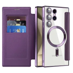 Custodia MagSafe per Samsung Galaxy S24 Ultra S928, Techsuit, SmartMag Book, Viola