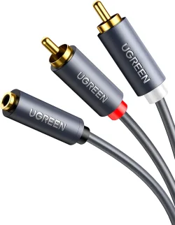 Cavo Audio 3.5mm - 2 x RCA UGREEN AV102, 1m, Grigio