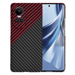 Custodia per Oppo Reno10 / Reno10 Pro, Techsuit, Carbonite FiberShell, Nero Rosso