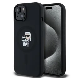 Custodia MagSafe per Apple iPhone 15 Plus, Karl Lagerfeld, Silicone Karl & Choupette, Nera