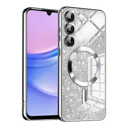 Custodia MagSafe per Samsung Galaxy A15 5G A156 / A15 A155, Techsuit, Luxury Glitter, Argento
