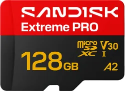 Scheda di memoria microSDXC SanDisk Extreme Pro A2, 128Gb, Classe 10 / UHS-1 U3, con adattatore SDSQXCJ-128G-GS6MA