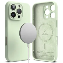 Custodia MagSafe per Apple iPhone 16 Pro Max, Ringke, Silicone, Verde Chiaro